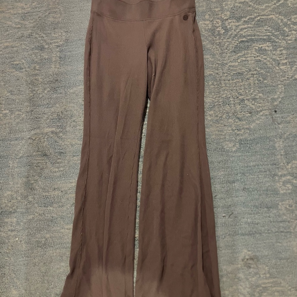 Waffle Knit - Brown Flared Pants